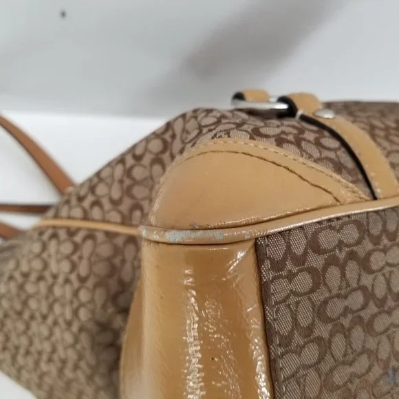 Coach Brown and Tan Jacquard Shoulder Bag - Picture 7 of 16
